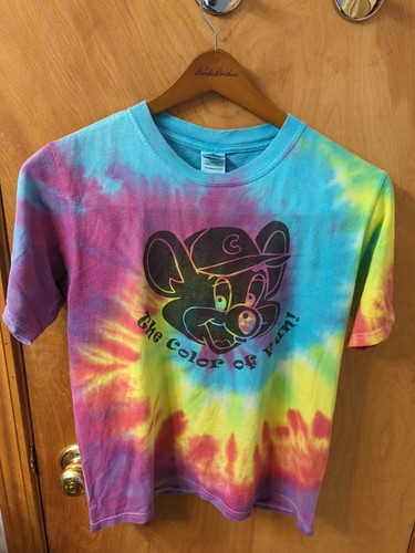VTG Chucky Cheese T shirt Cool Tie Dye Shirt Knit in USA Kids L (Adult Small)