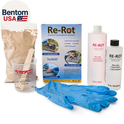 Re-Rot 48 Volume Oz Kit - 24Oz 2 Component Liquid / 24Oz Filler - Repairs Rot Qu