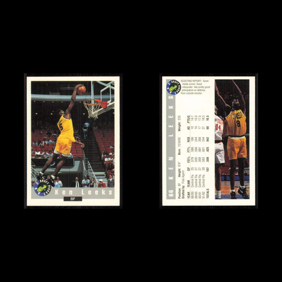 Ken Leeks #66 1992 Classic Draft Central Florida Knights Basketball Card NBA NM - Image 3 of 3