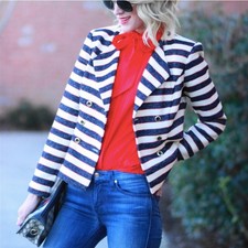 Cabi Women Love Carol Collection Long Sleeve Blazer Size 10 Button-front Striped