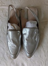 Next Metallic Silver Slingback Loafers Soft Size 41