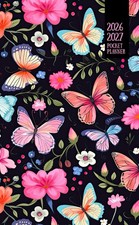 2026-2027 Pocket Planner: Pink Butterflies 2-Year Monthly Mini Calendar Book Ja