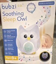 Bubzi Co Soothing Sleep Owl Plush Night Light Projector Gray Yellow White