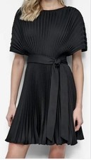 DKNY Sunburst Black Pleated Cocktail Dress W/Tag New Size 4