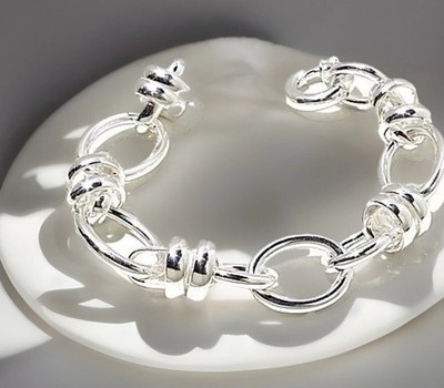 925 Sterling Silber ovales und rundes großes Gliederarmband NEU  Unisex Schmuck GESCHENK