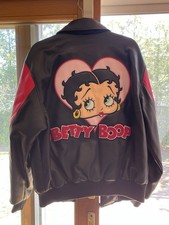 Vintage Betty Boop Faux Leather Varsity Biker Jacket/Coat Woman  s 3XL Authentic 