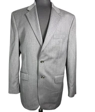 Lauren Ralph Lauren Blazer Gray Mens 42L Wool Herringbone Sport Coat Jacket