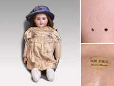 Antique French Dep Bebe Jumeau Bisque Doll 23 in 59cm Blue Sleep Eyes YO