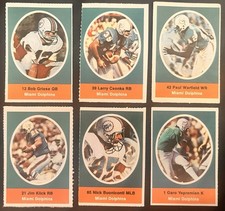 UNDEFEATED DOLPHINS Greise, Csonka, Warfield, Kick, Buoniconti, Yepremian Stamps