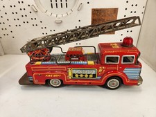 Kokyu Vintage Tin Fire Engine Firetruck Japan Friction Litho Toy Ladder Truck