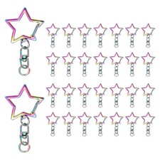 40 Pcs Metal Spring Snap Keychain Clip, Star Shaped Swivel Key Ring, Rainbow
