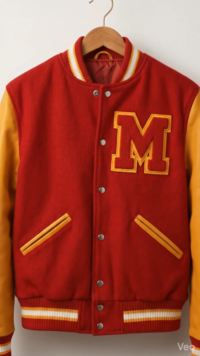 Mens MJ Thriller Michael Jackson Red Wool Varsity Letterman Jacket