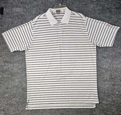 Fennec Highly Evolved Men's Polo Shirt XL White Striped Auchtermuchty Golf Club