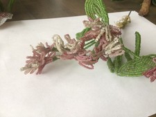 Pr of Vintage French Seed Bead Flowers Handmade