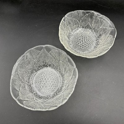 Hoya Mikasa Dewdrops Sunflower Clear Glass Bowls 6.25'' Set Of 4