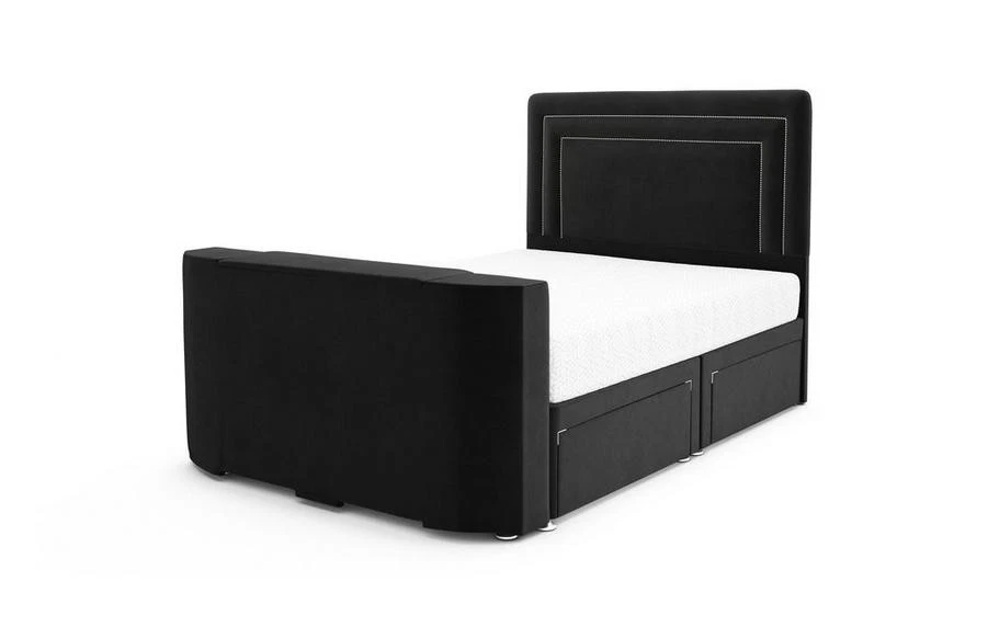 DFS Elera Jet Black Velvet 4 Drawer Storage King Size TV Bedframe RRP £2079