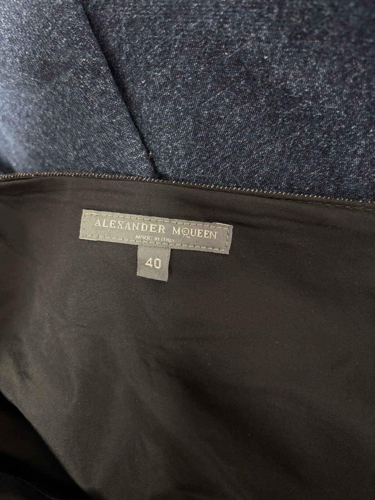 Vtg Alexander McQueen 2017 Blue Patchwork Denim D… - image 5