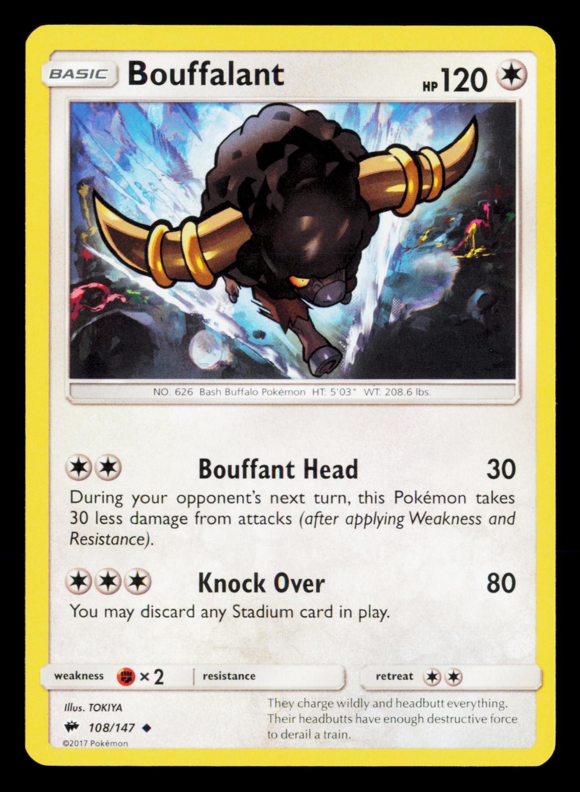 Bouffalant 108/147 Uncommon Burning Shadows Pokemon Near Mint