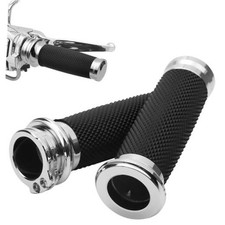 1 Inch Motorcycle Hand Grips, Handlebar Grips Cable Throttle Compatible chrome