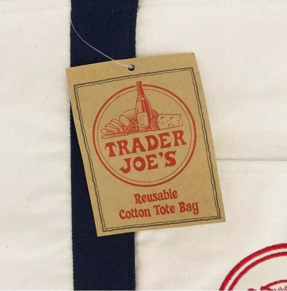 Bolso Trader Joe’s Lona Reutilizable Algodón Pesado Estilo Básico Compras Azul Marino Grande Foto 2 de 4