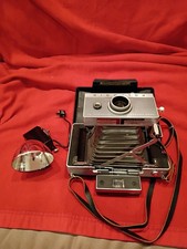 Vintage Polaroid Automatic 100 Land Camera With Case, Ext.Flash Untested
