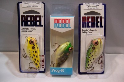3pc REBEL SWAMP - BULL FROG R PREMIUM FISHING LURE BAIT 2.5 in TREBLE HOOKS NEW