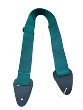 Basic 2" Wide Poly Guitar Strap with Leather Ends, Green