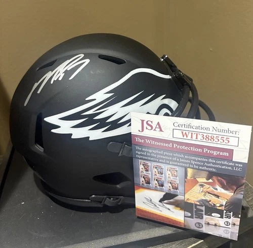 MICHAEL VICK Signed PHILADELPHIA EAGLES Black Eclipse Mini Helmet JSA NFL QB