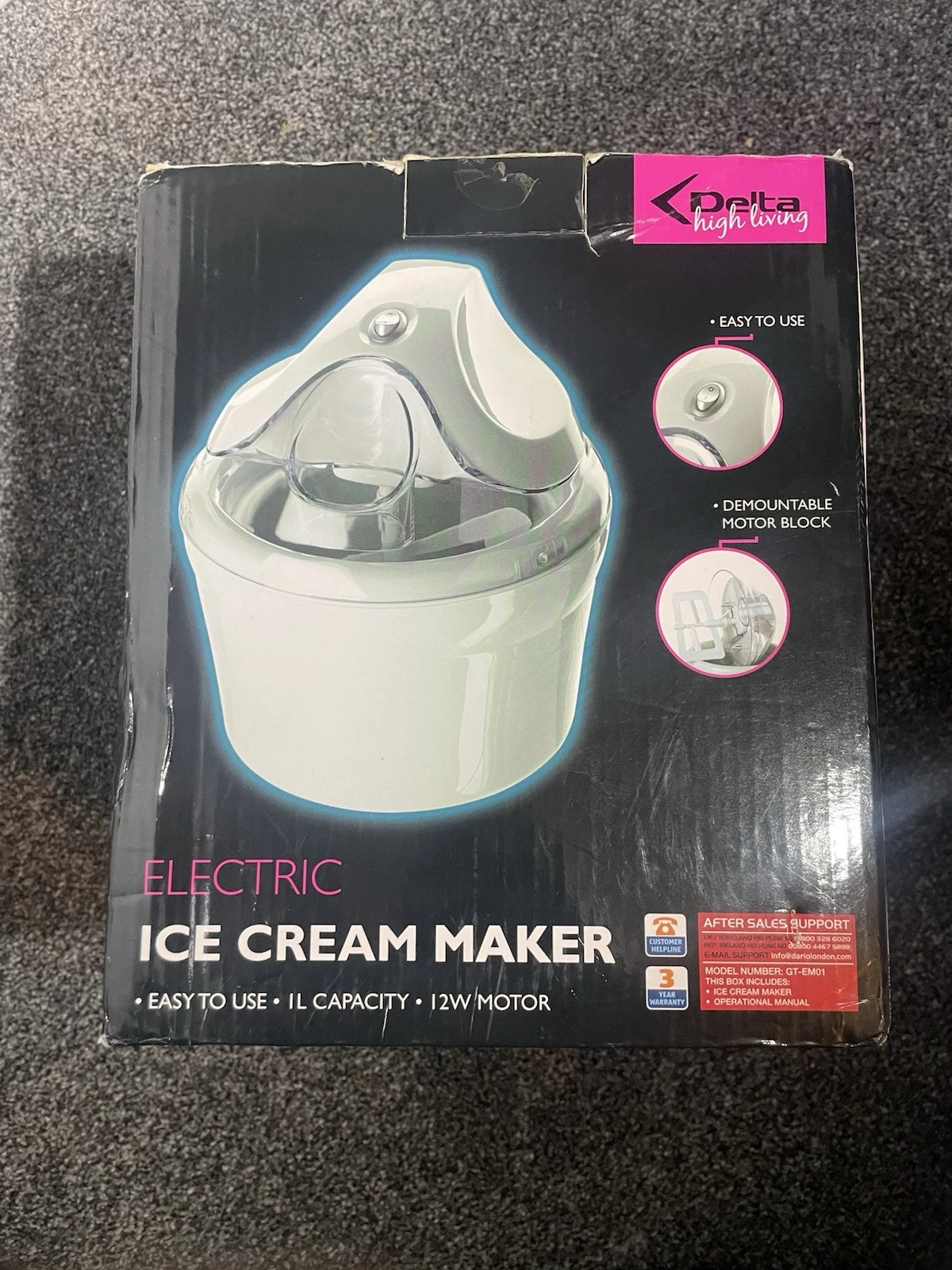 Delta High Living Electric Ice Cream Maker BL-1380 W/Box