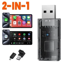 2in1 Wireless CarPlay Adapter Android Auto Car Auto Navigation Player USB Dongle