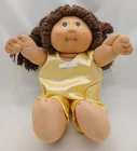 1982 Cabbage Patch Kids Doll, Brown Hair & Eyes, HM2, Yellow Jumper & Hat, Good+