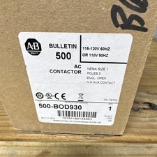 Allen-Bradley 500 NEMA Size 1 AC Contactor 3 Poles 115-120V 500-BOD930 N.O. Aux