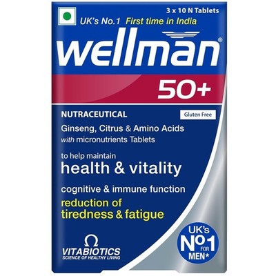 Wellman 50+ Multivitamin (30 Tabs) Boosts Health,Immune System, Whole Day Energy
