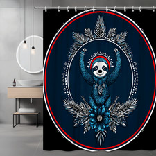 Sloth Shower Curtain Blue Boho Floral Graphic