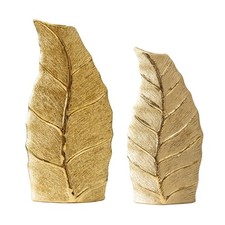 Multifunctional Ceramic Ornament Vases European Golden Leaf Shape for Home