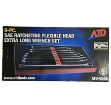 ATD Tools, ATD-6509 - 9PC. SAE Ratcheting Flexible Head Extra Long Wrench Set