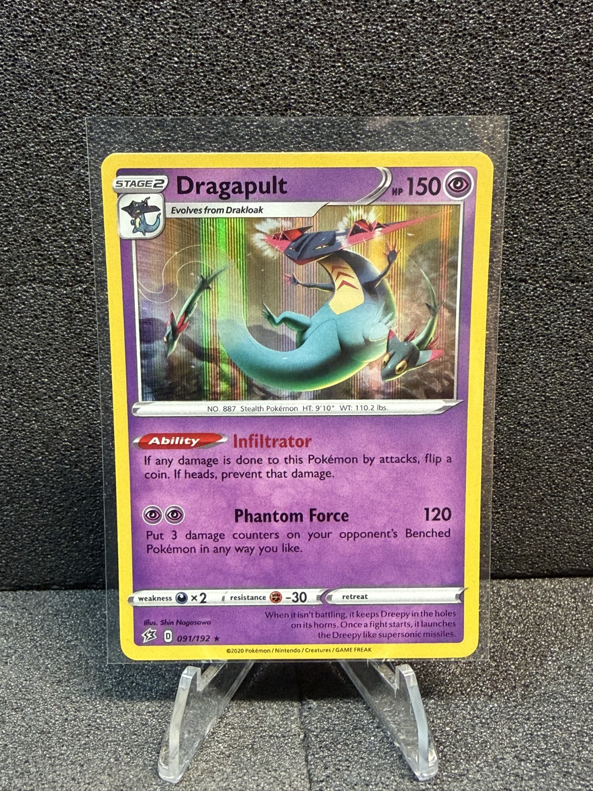 2020 Pokemon Rebel Clash Dragapult Holo 091/192 NM/M 