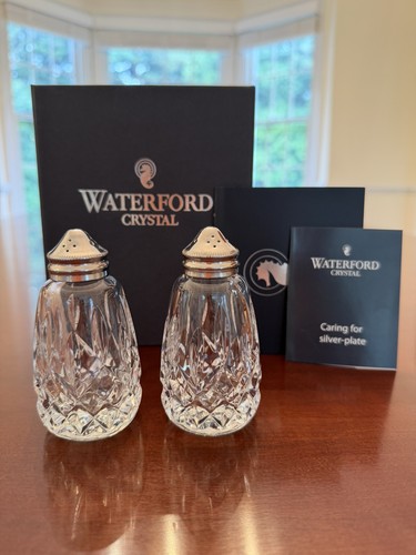 Waterford Crystal Lismore Salt & Pepper Shakers, Never Used, Original Box