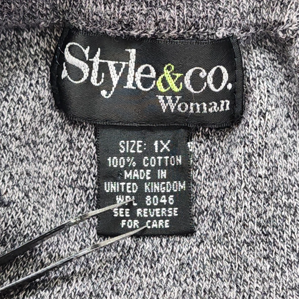 Falda de mujer vintage Style&Co talla 1X gris jaspeado tirar de algodón con abertura trasera Foto 3 de 4