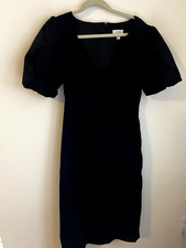 NEW J CREW COLLECTION BLACK COTTON TWILL CUTOUT PUFF SLEEVE DRESS SZ 6