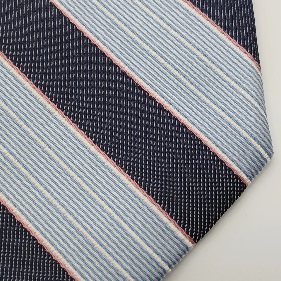 Corbata Altea 100% Seda Repp Hecha en Italia (3.875x58") Rayas Azules y Negras Foto 4 de 4