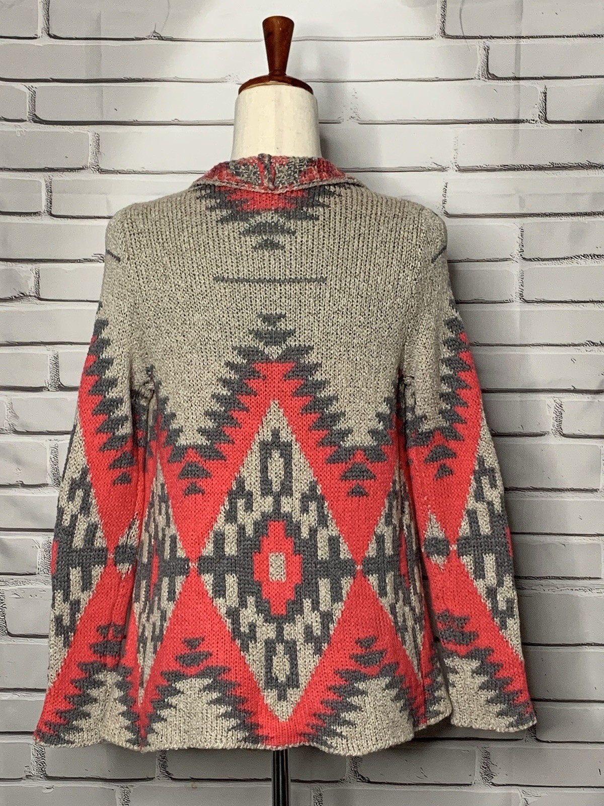 Eleven Star Small Aztec Pattern Open Front Sweate… - image 3