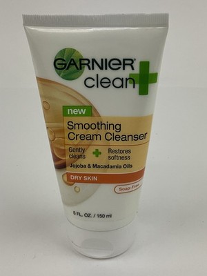 Garnier Clean+ Smoothing Cream Cleanser For Dry Skin, Cleans & Softens (5 oz) 