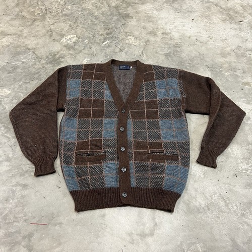 True Vintage Rare Botonee 50er Strickjacke Herren Gr. 40 Strickjacke Pullover Strick braun