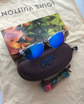 #ad New Maui Jim Kawika Polarized Sunglasses B257 05CR Crystal Blue Hawaii Glass $118.00