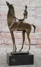 Art Deco Sculpture "The Gentleman On The Horse" Abstract Man Bronze Statue