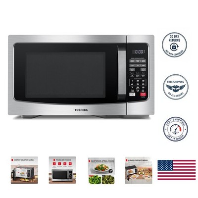 Compact 1000W Stainless Steel Microwave with Smart Sensor & Easy Clean Interior