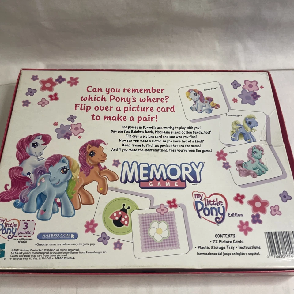 My Little Pony Memory Game by Hasbro Gaming 2003 vintage 71/72 Cards - Image 3 of 4