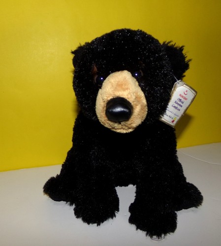 "Aurora Blackstone oso negro frijol amoroso peluche animal de peluche sentado 12" - Imagen 2 de 3