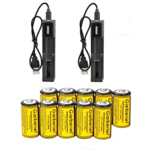 16340 Battery 2800mAh RCR123A Rechargeable 3.7V Cell Batteries Charger Lot